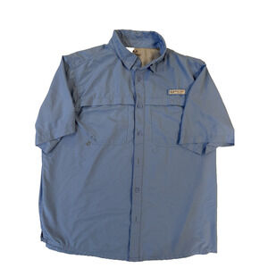 Realtree Fishing Shirt Mens XL Blue Short Sleeve Vented Outdoor Lightweight Logo